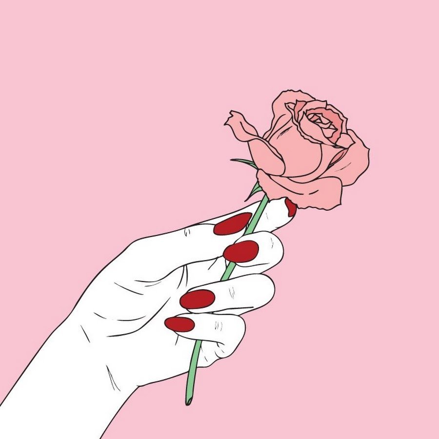 Нарисованная рука с цветком