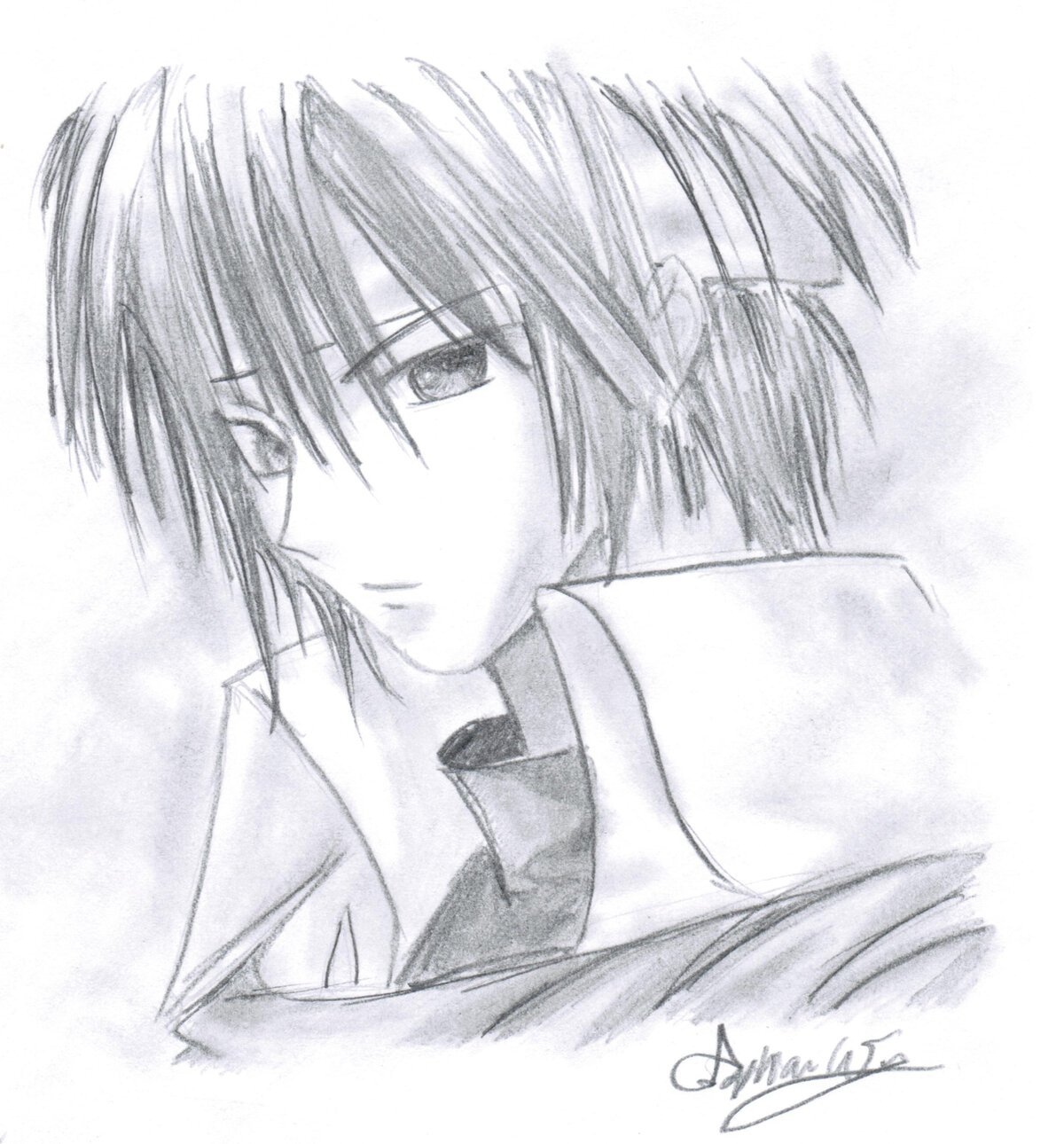 Аниме мальчики для срисовки карандашом