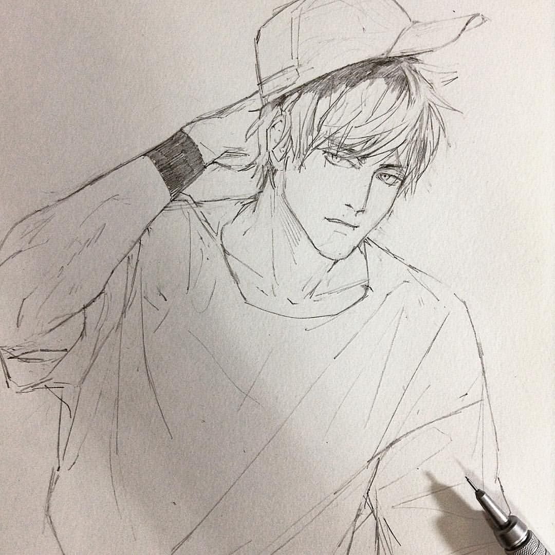 Аниме мальчики карандашом