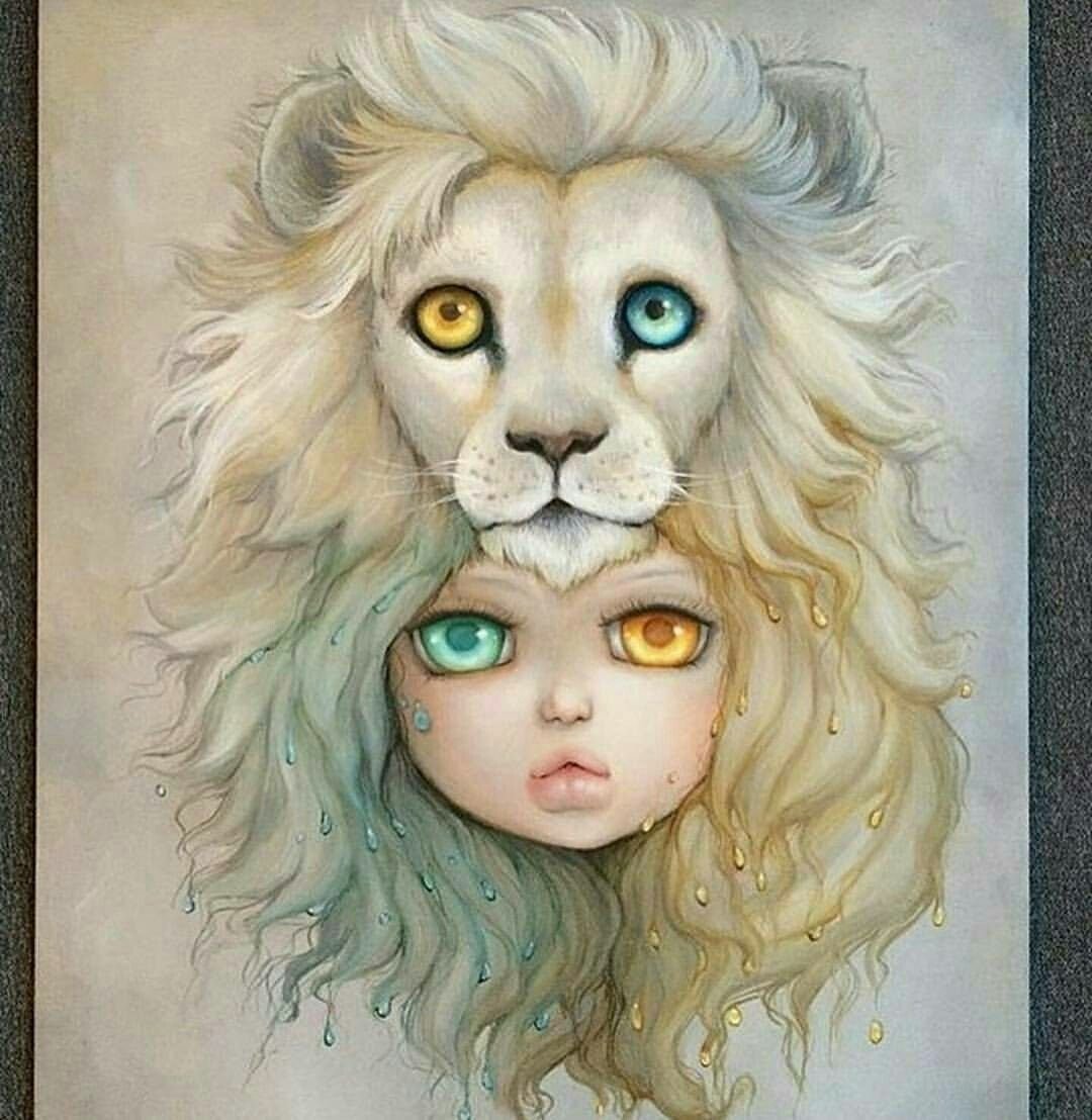Девушка и Лев рисунок