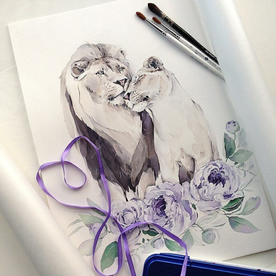 Наталья Каданцева акварель животные