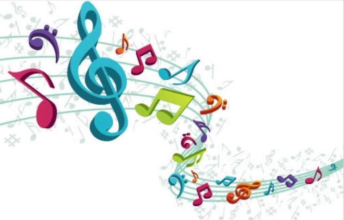 Музыкальная линия с нотами Радужная