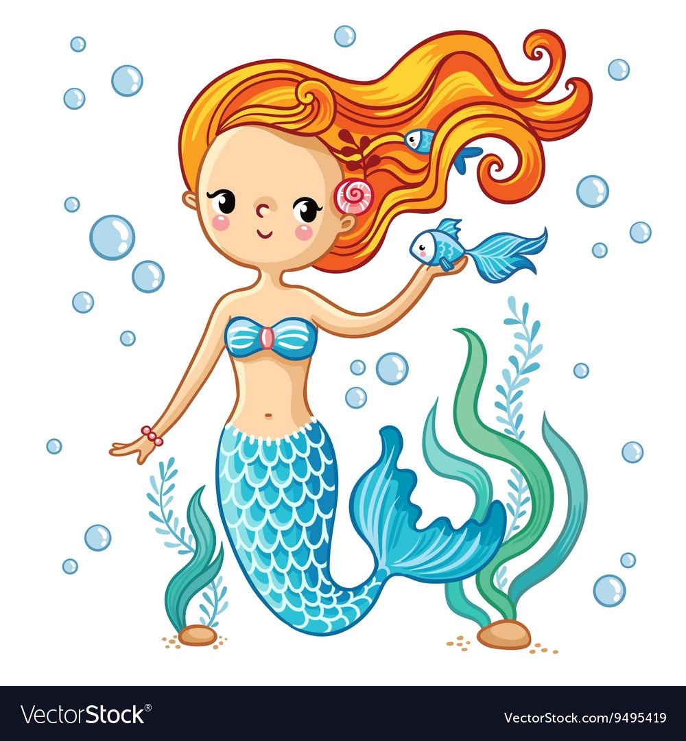 Русалочка девочка вектор