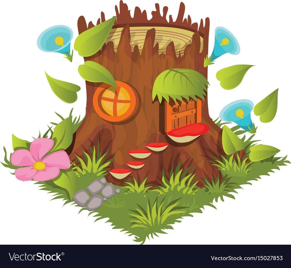 Дом в пеньке рисунок