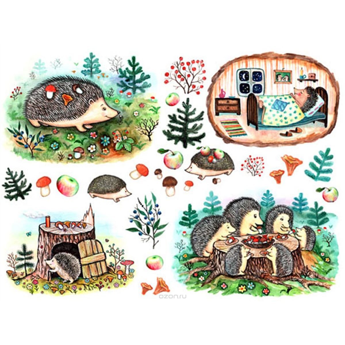 Декупажные карты с ежиками