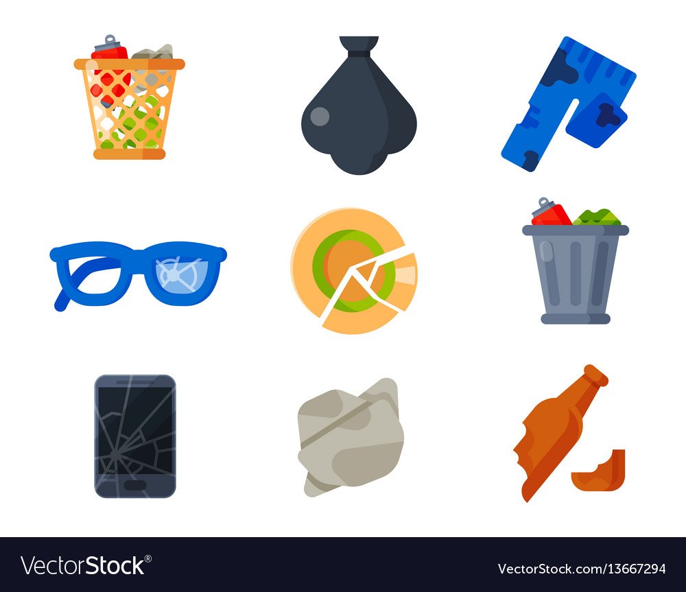 Пластиковые предметы мусора для сортировки