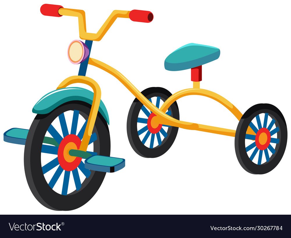 Велосипед трехколесный на белом фоне