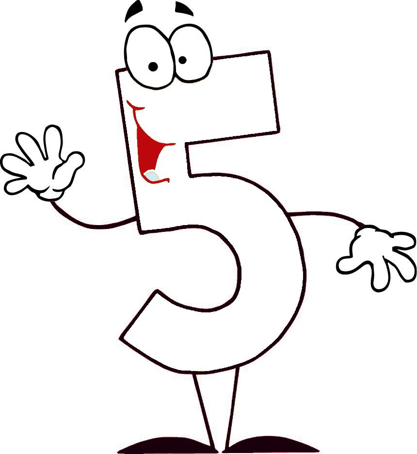 Раскраска цифра 5 для малышей