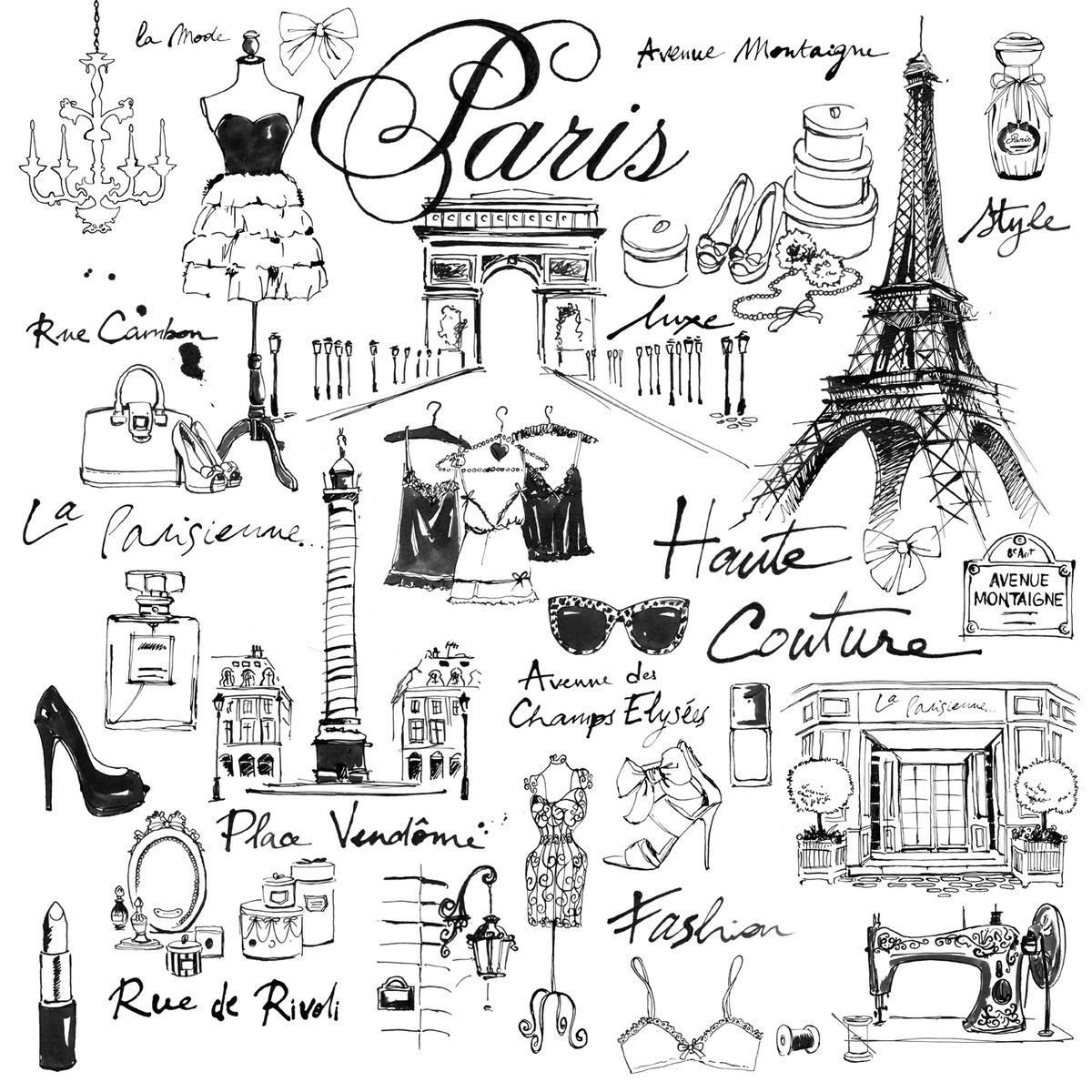 Наклейки Париж для блокнота