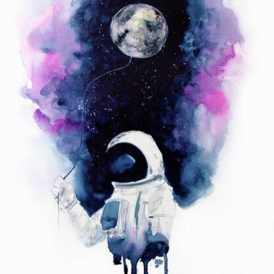 Космонавт акварель