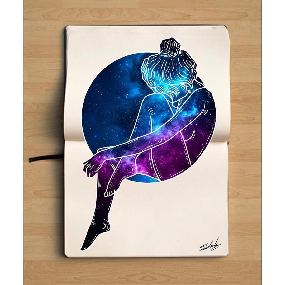 Скетчбук в стиле космос