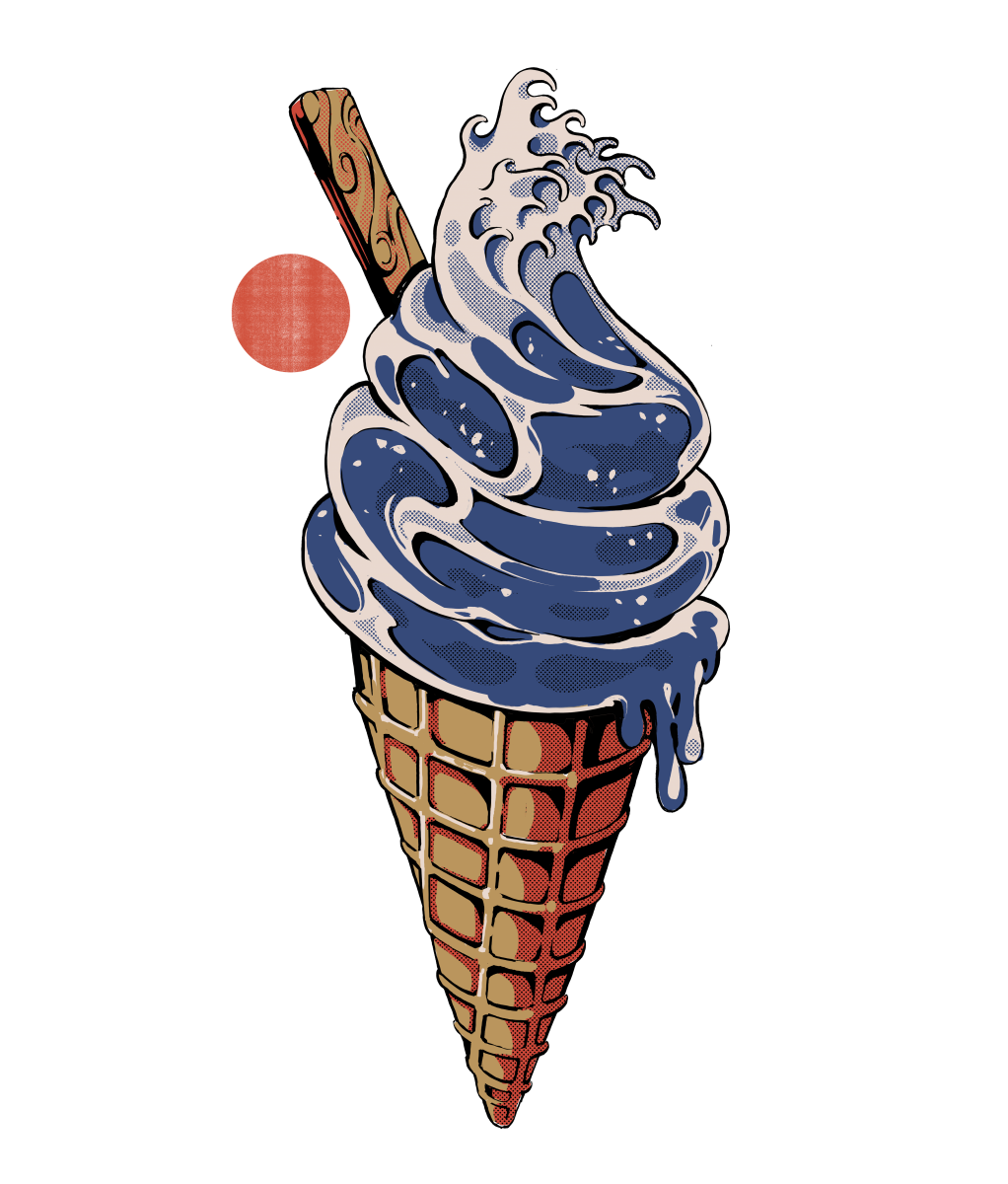 Вафельный рожок акварель