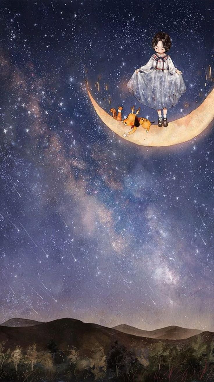 Луна и цветы