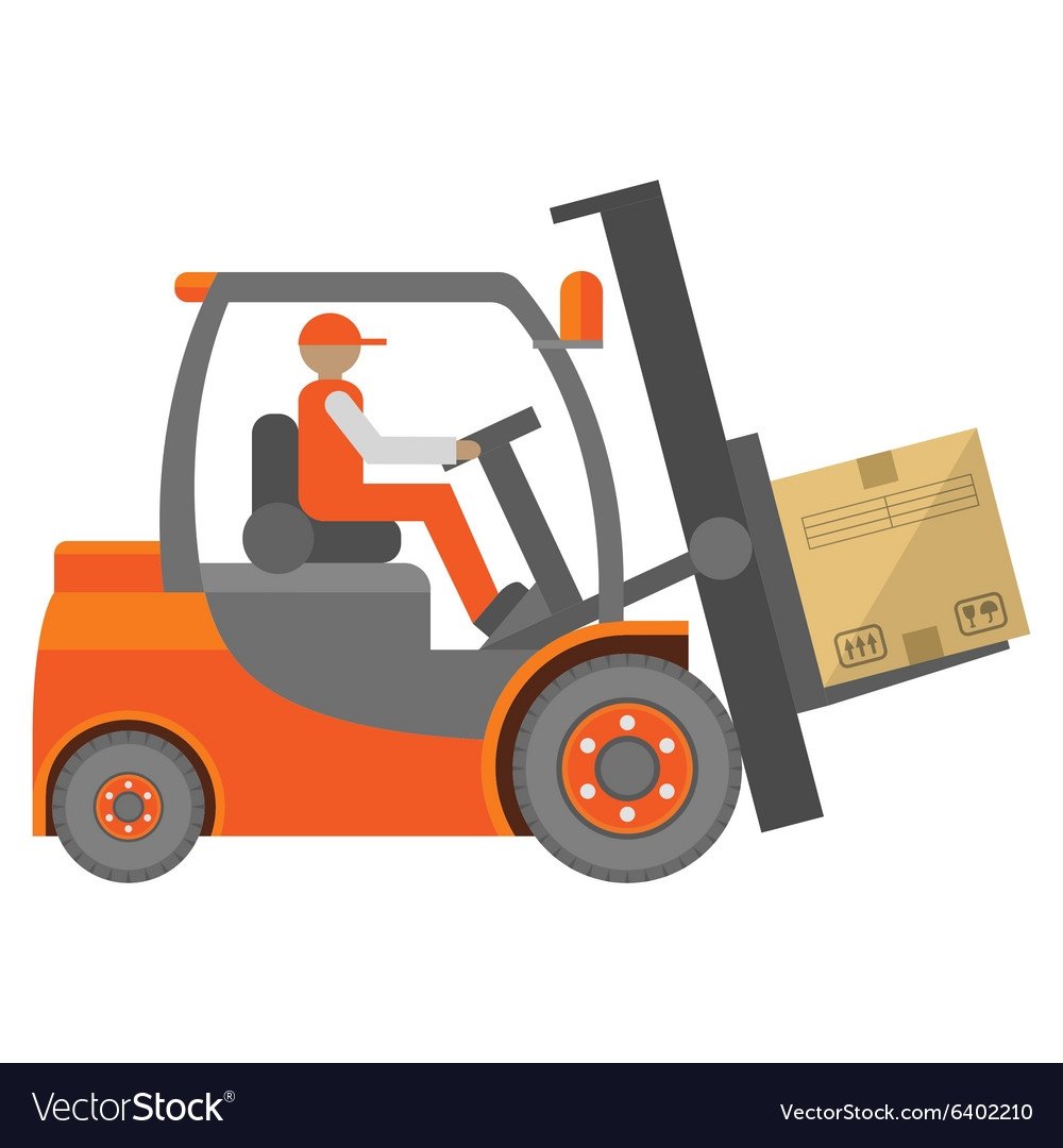 Векторные изображения погрузчика на складе