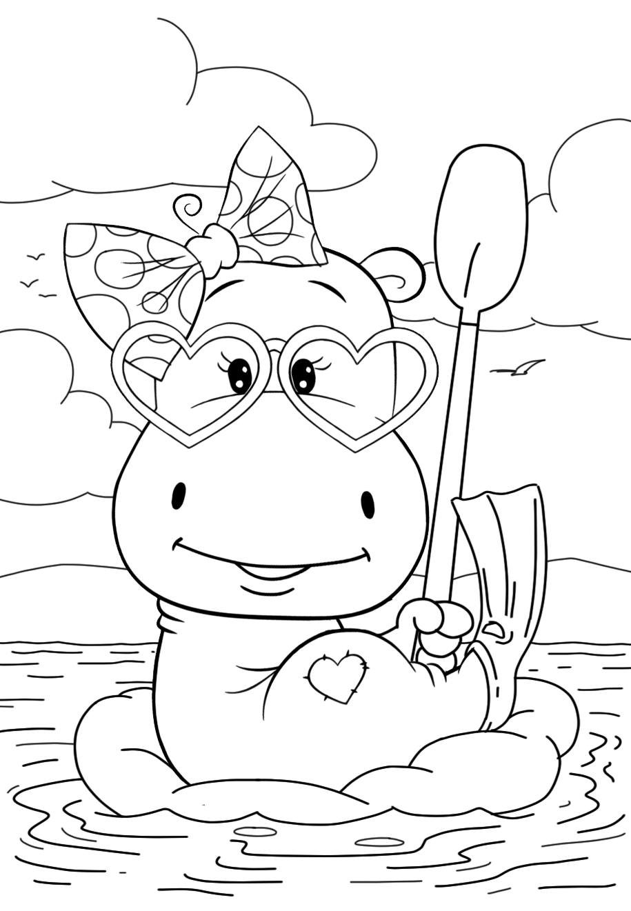 Бегемот раскраска