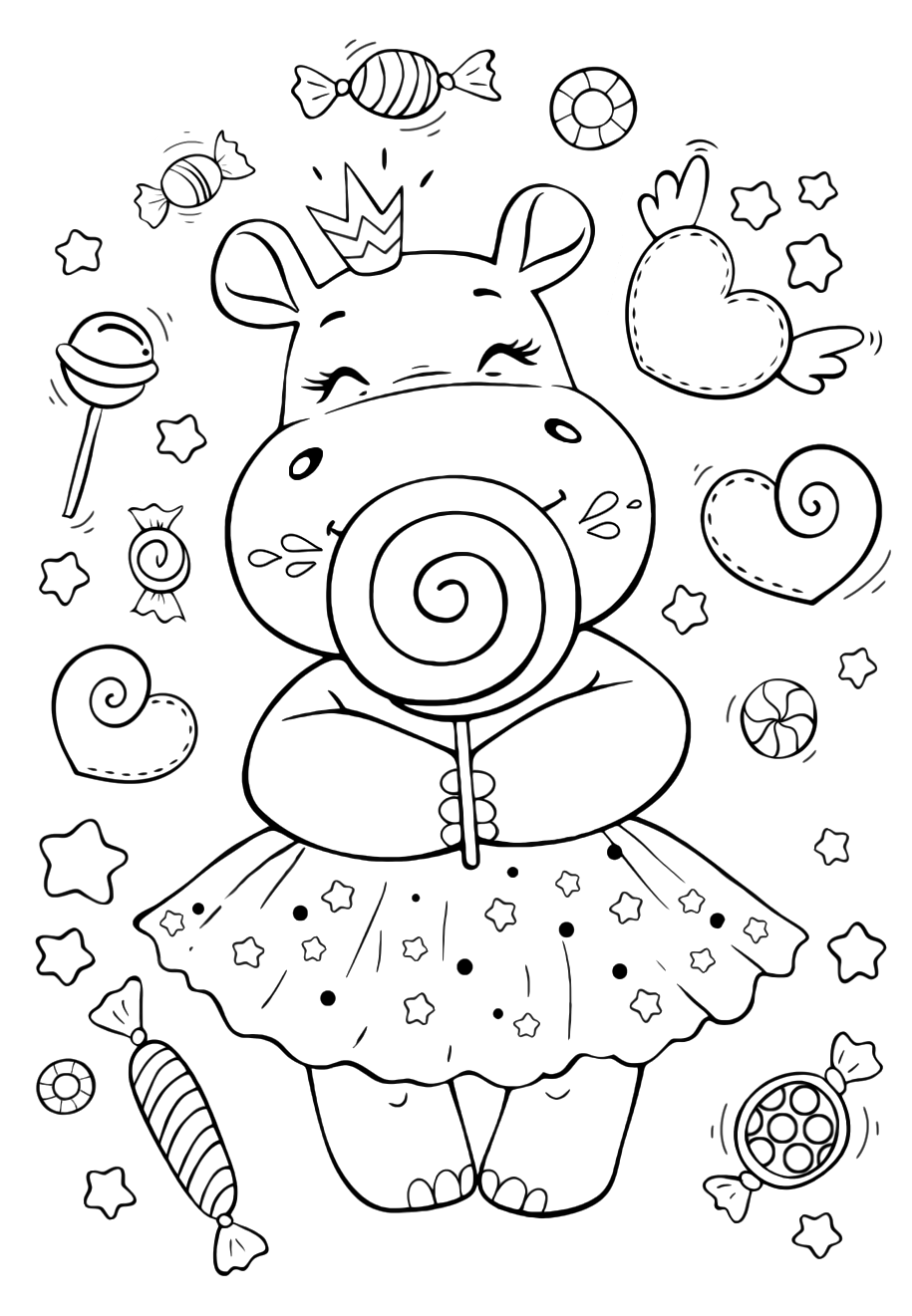 Бегемот в зоопарке раскраска