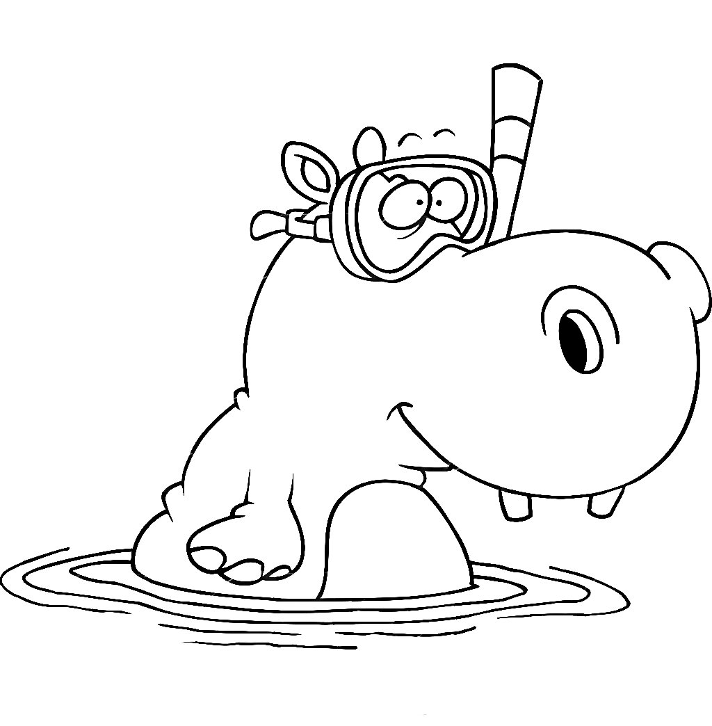 Бегемот раскраска