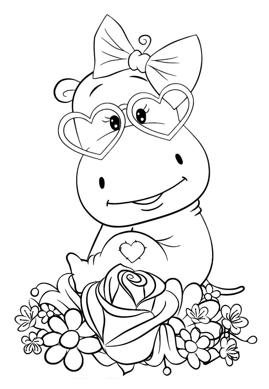 Бегемот раскраска для детей