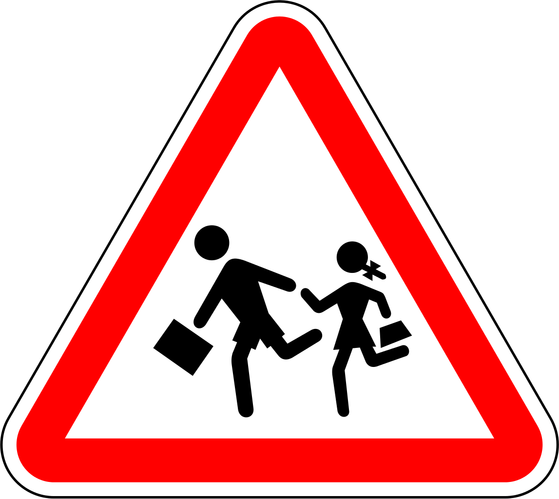 Знак бегущие дети в треугольнике