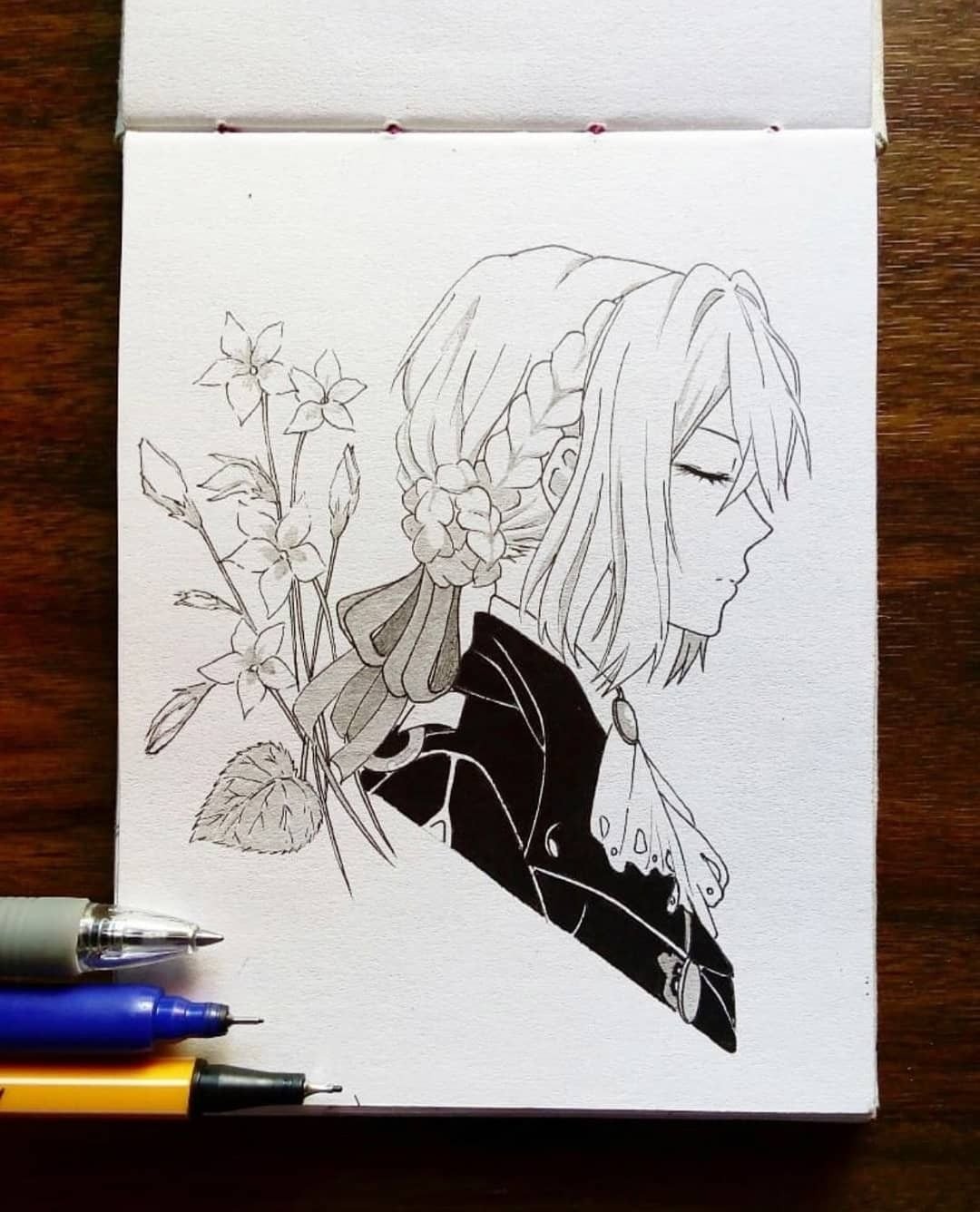 Аниме черной ручкой