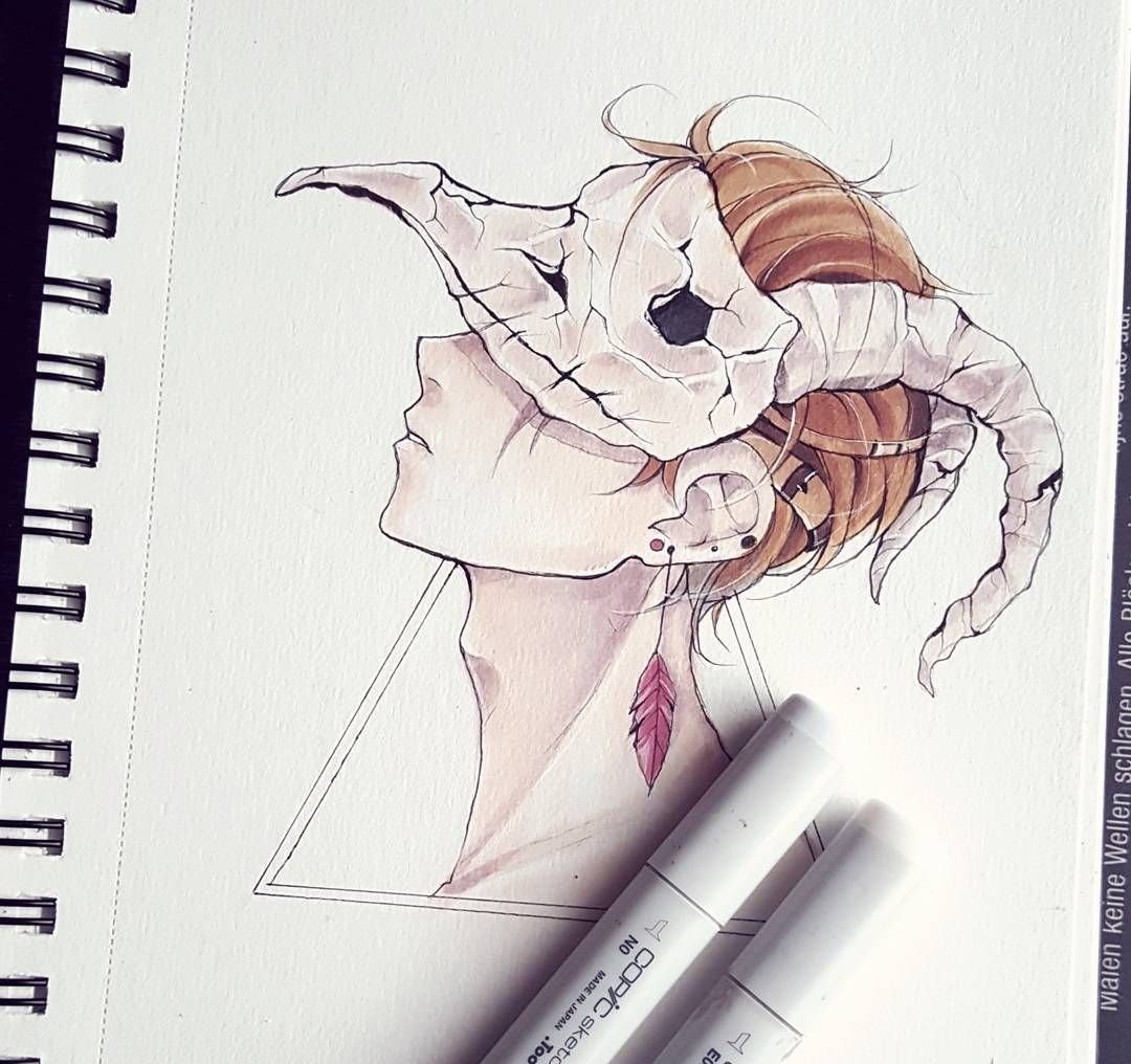 Аниме цветными карандашами