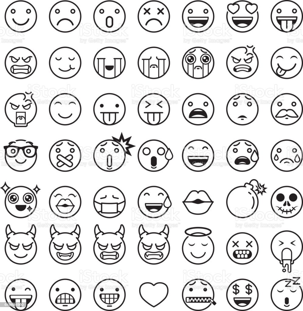 Раскраски смайлики маленькие