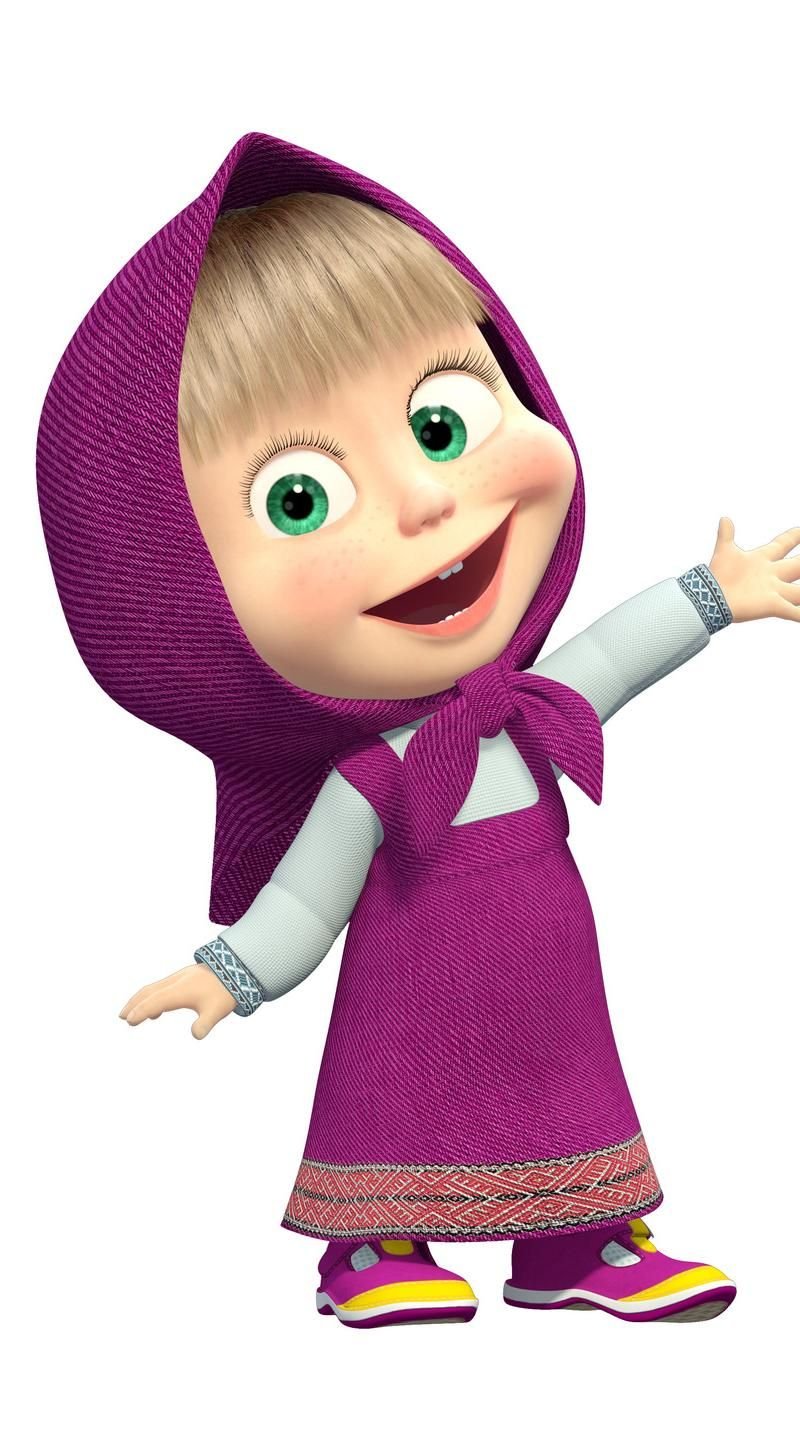 Маша и медведь Маша на белом фоне