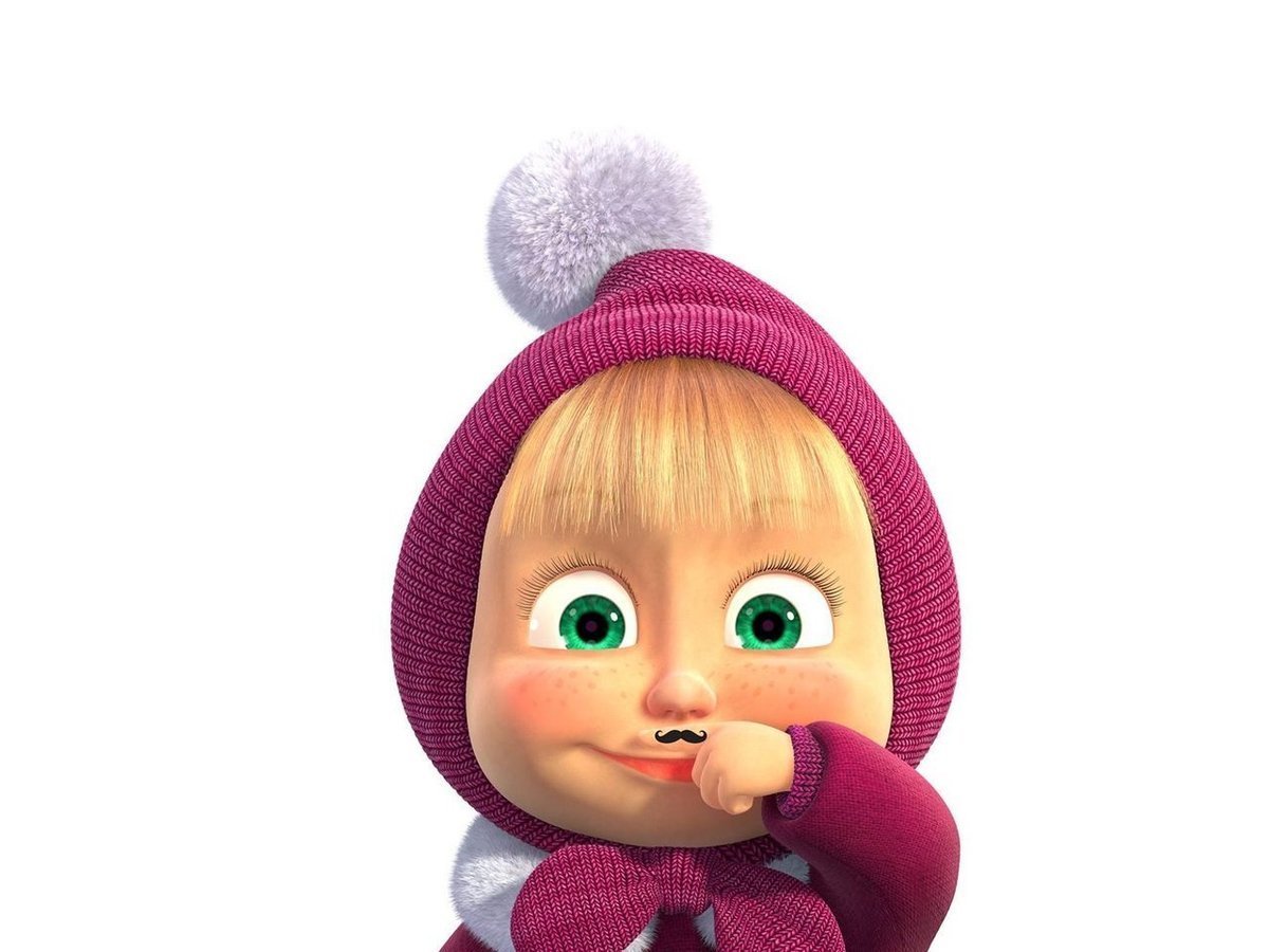 Маша и медведь Маша на белом фоне