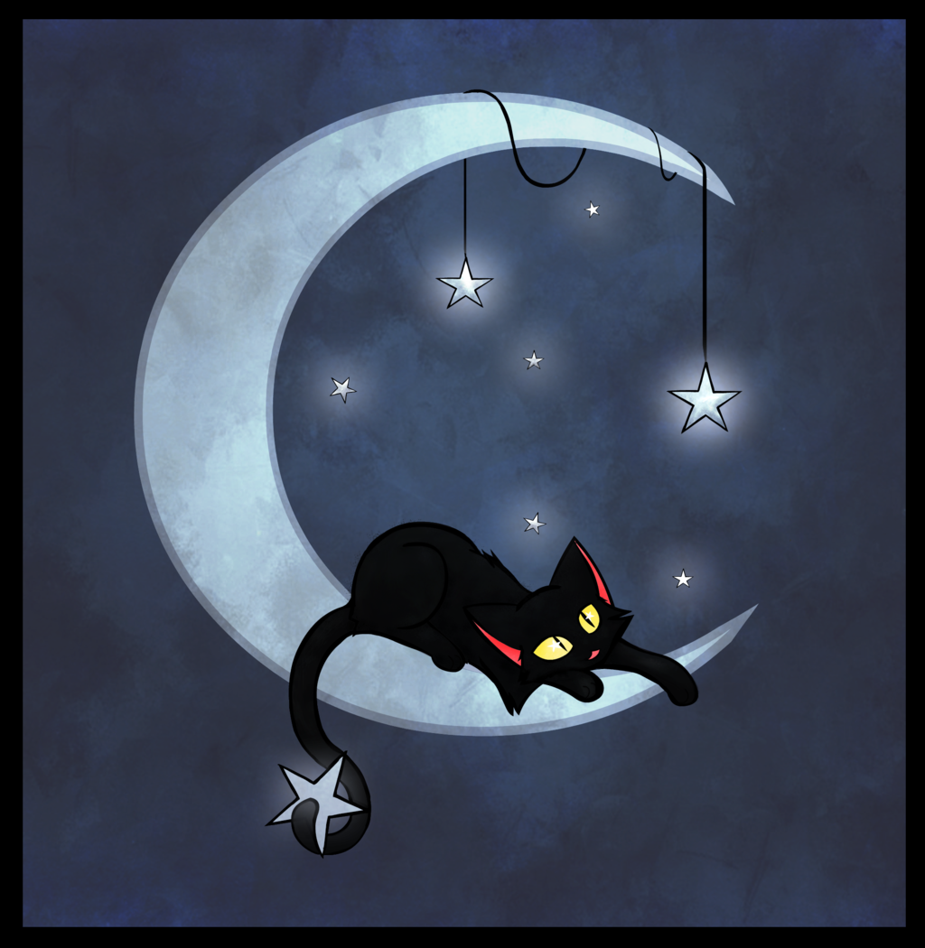 Черная кошка и Луна