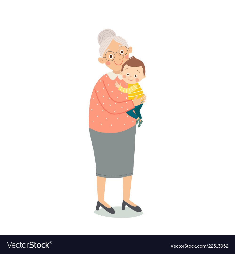 Бабушка в мультяшном стиле