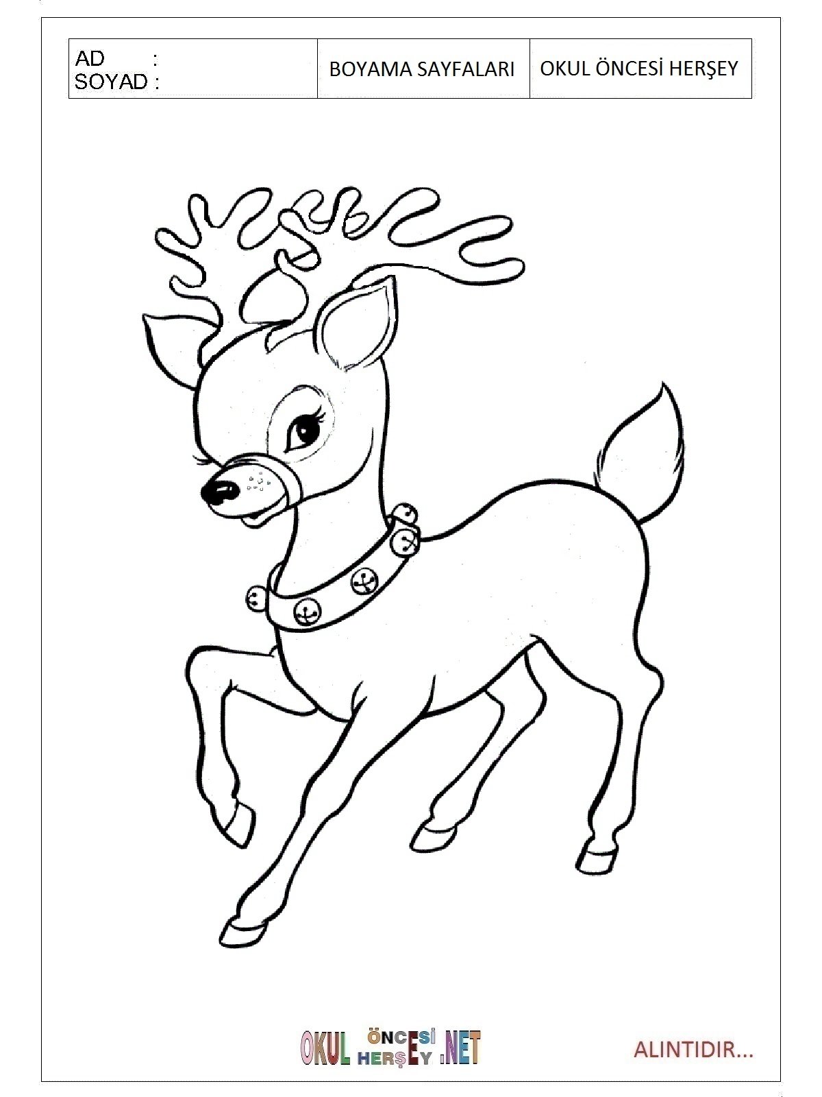 Олень раскраска