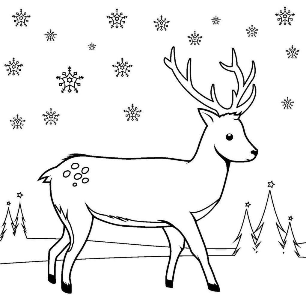 Олень морда контур