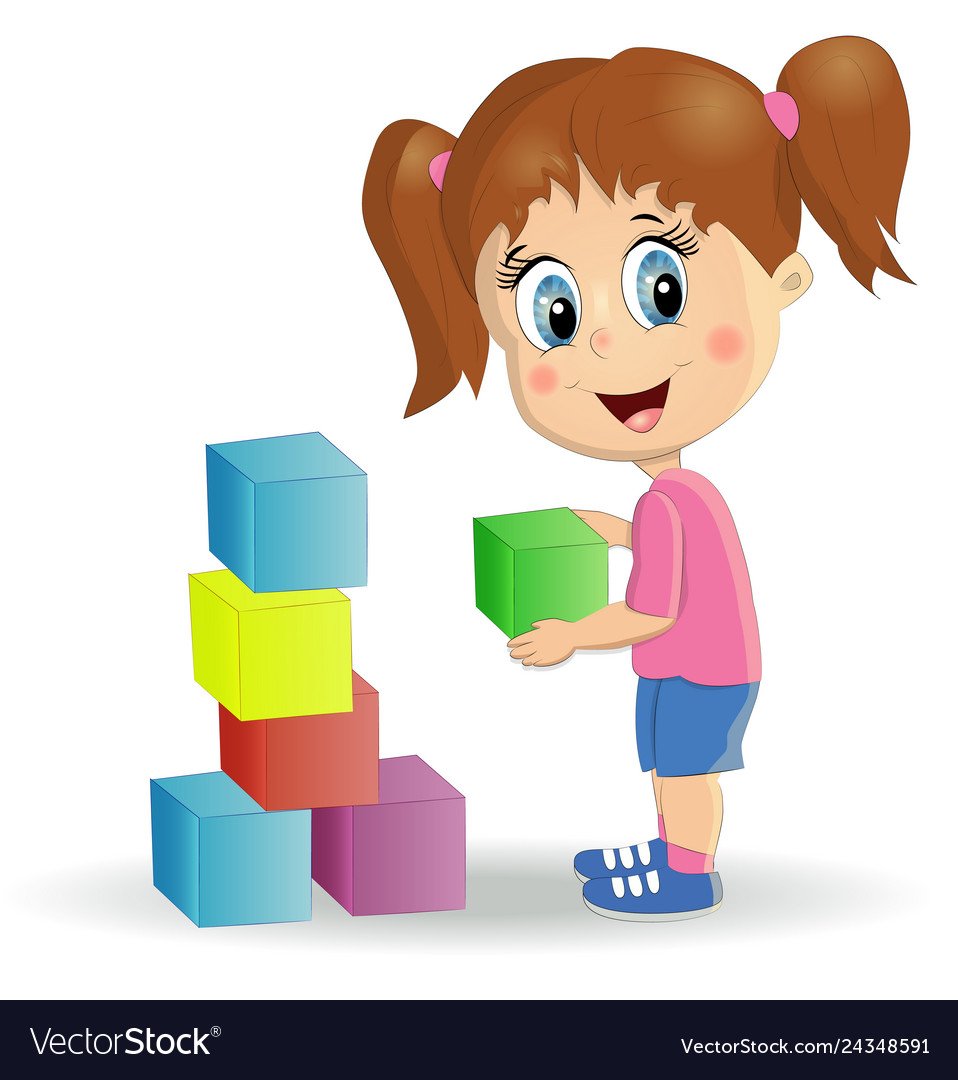 Дети с кубиками вектор