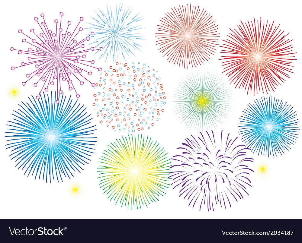 Салют на белом фоне для вырезания