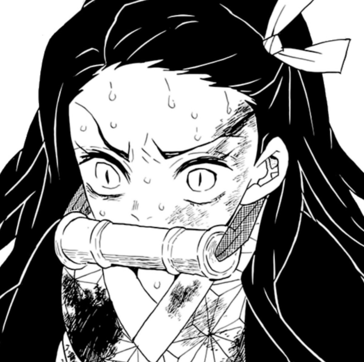 Клинок рассекающий демонов Незуко черно белое