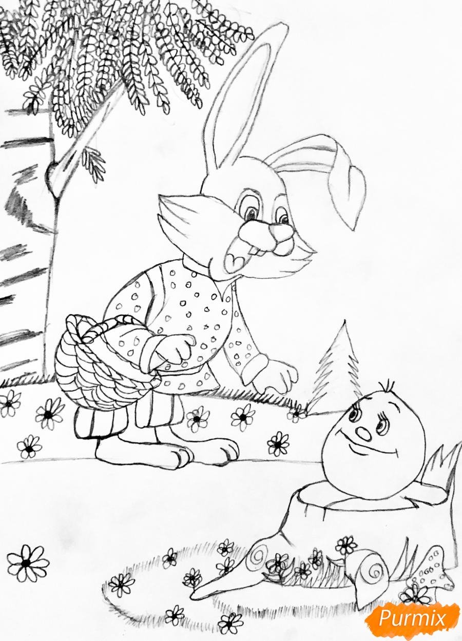 Колобок и заяц раскраска