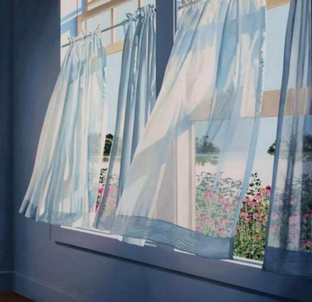 Открытое окно с занавесками