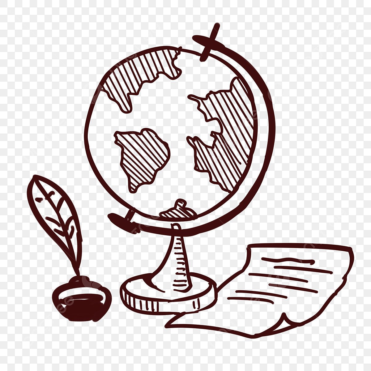 Глобус контурный рисунок