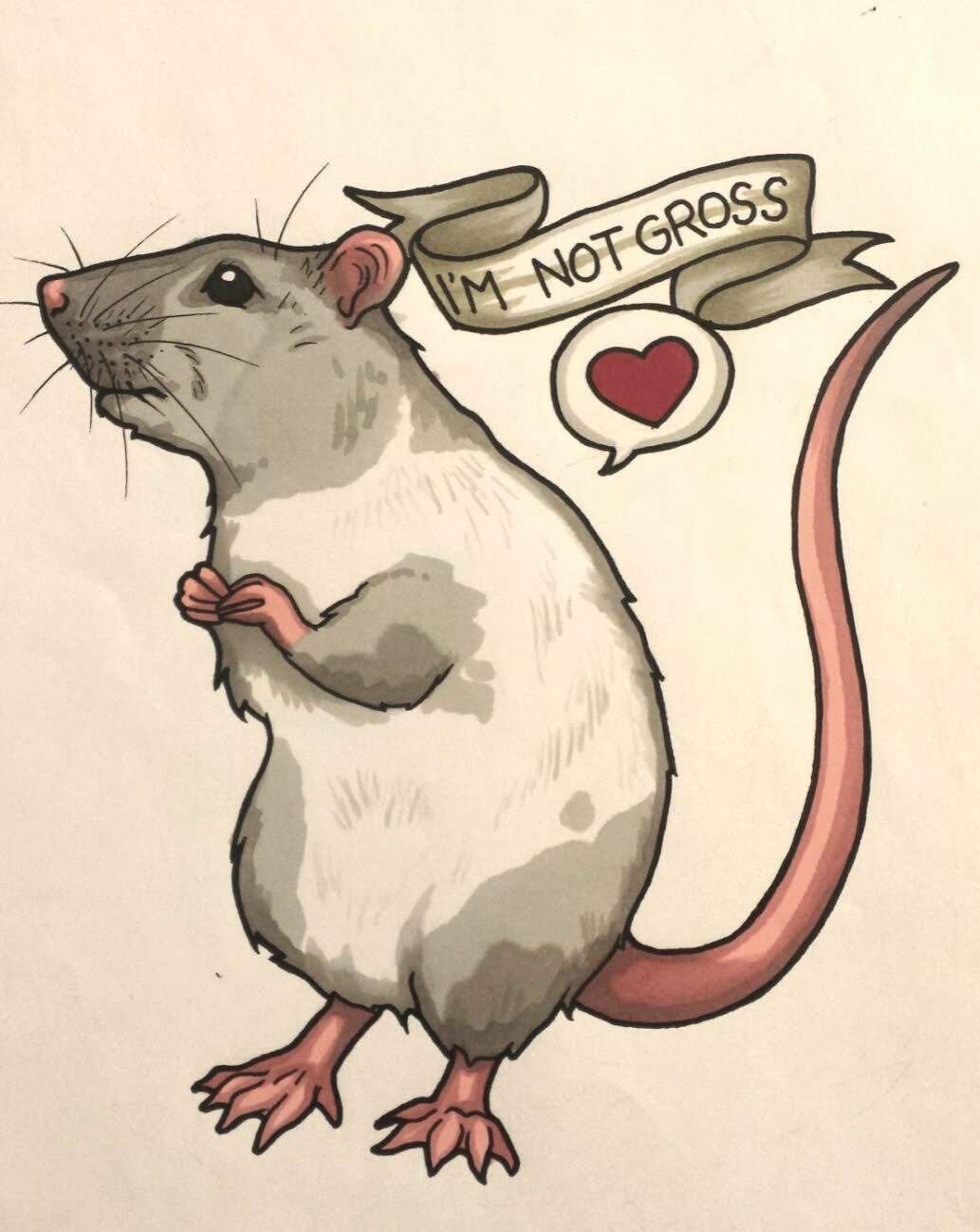 Мышь акварелью