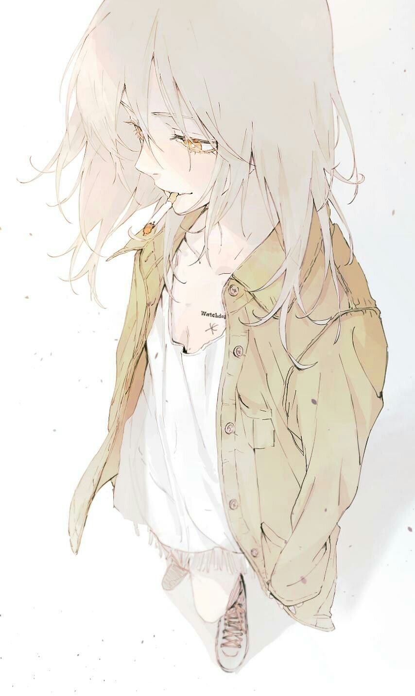 Аниме девушка с бежевыми волосами