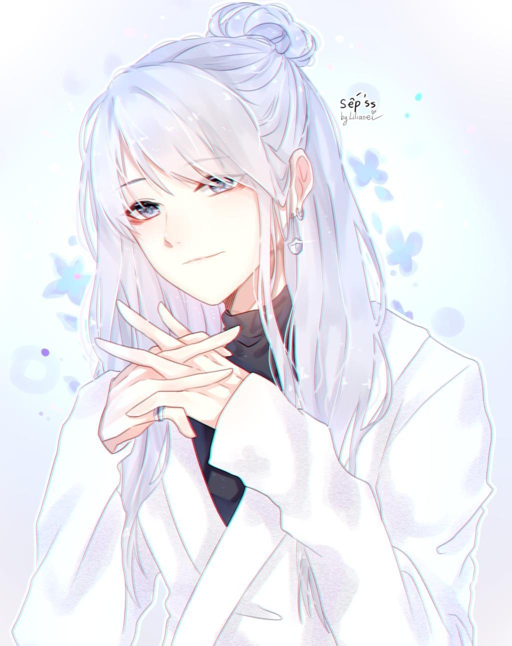 Аниме беловолосая с голубыми глазами