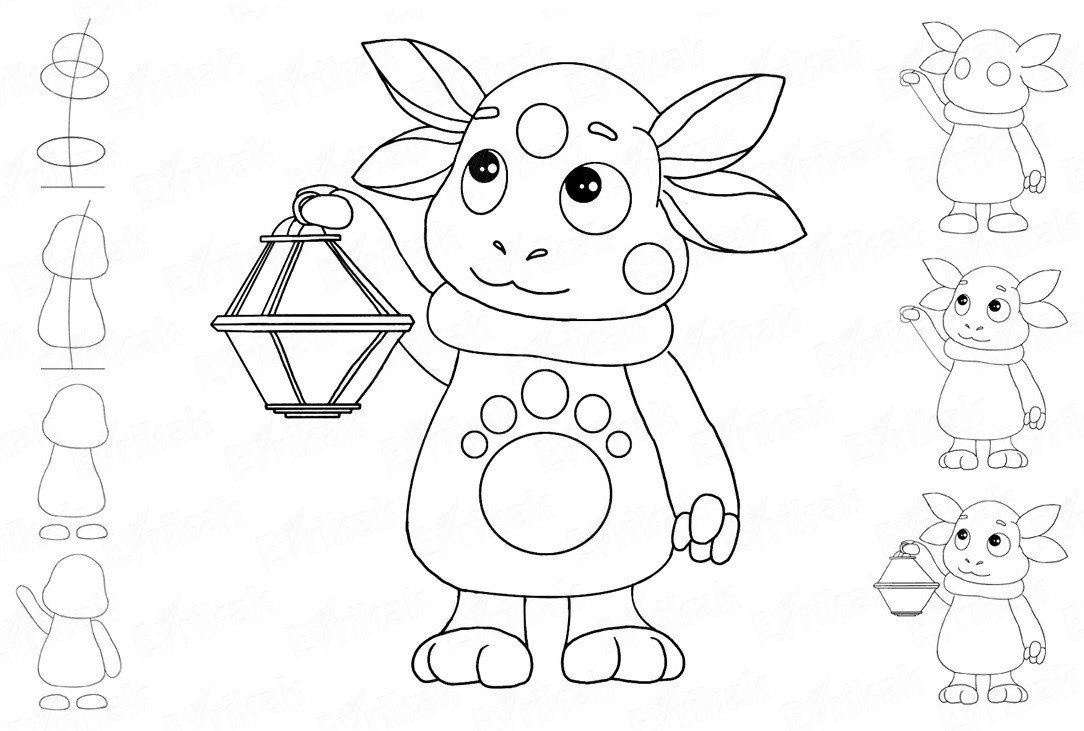 Лунтик рисунок карандашом