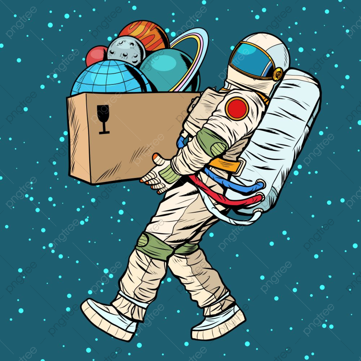 Космонавт с коробкой