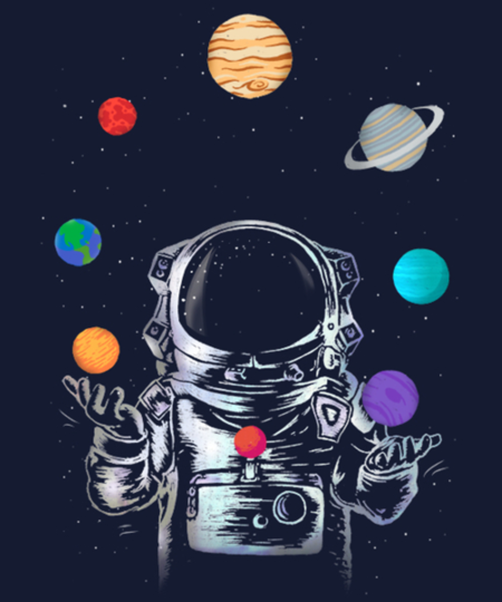 Космонавт с шариками планетами