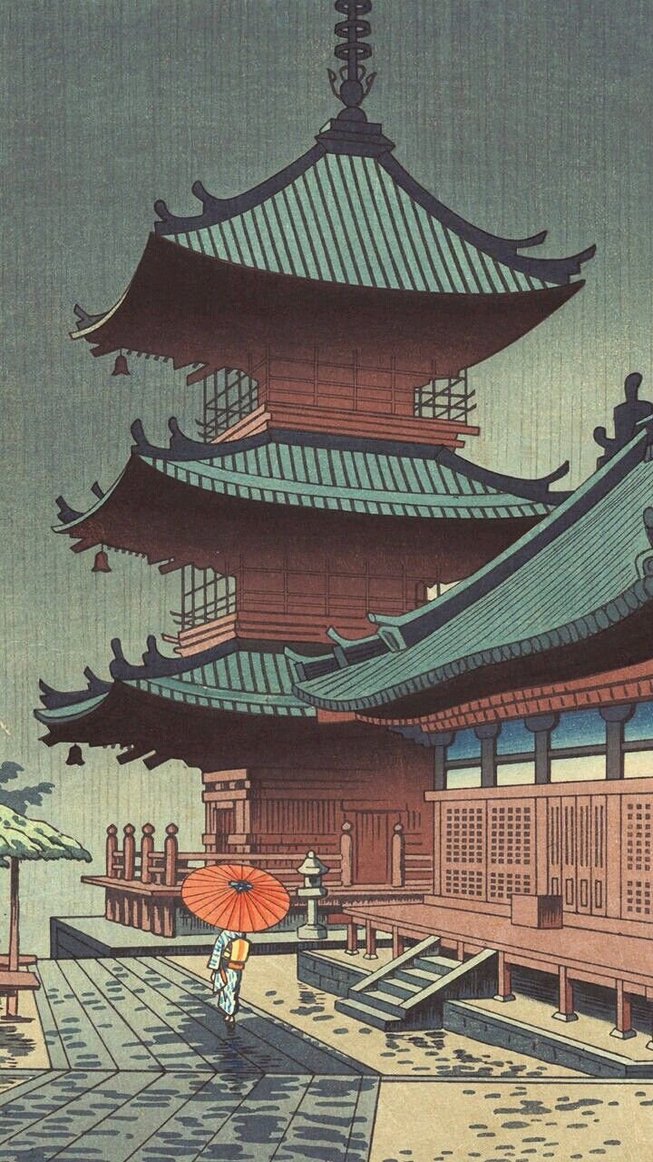 Синтоистский храм гравюра