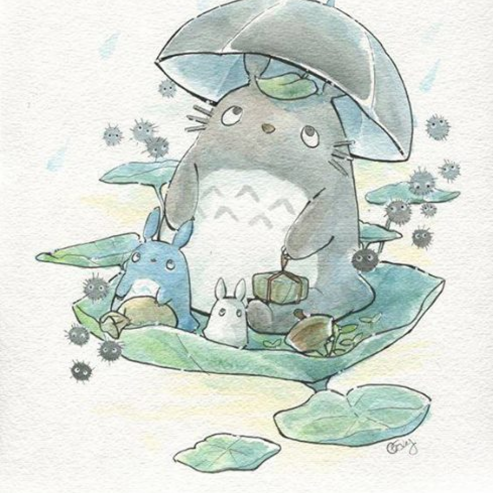 Мой сосед Тоторо акварель