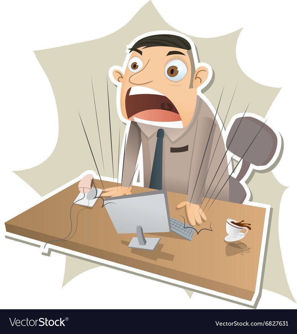 Злой начальник на белом фоне