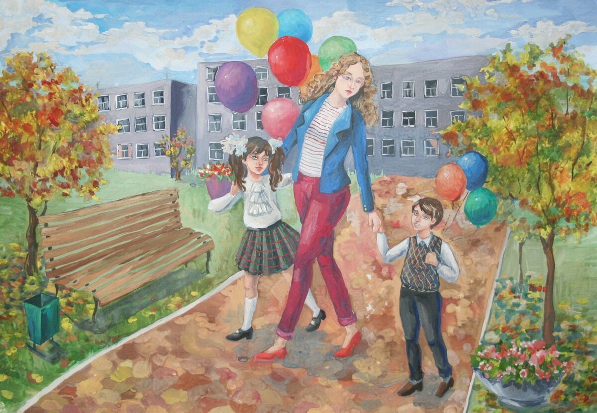 Рисование для детей здание школы