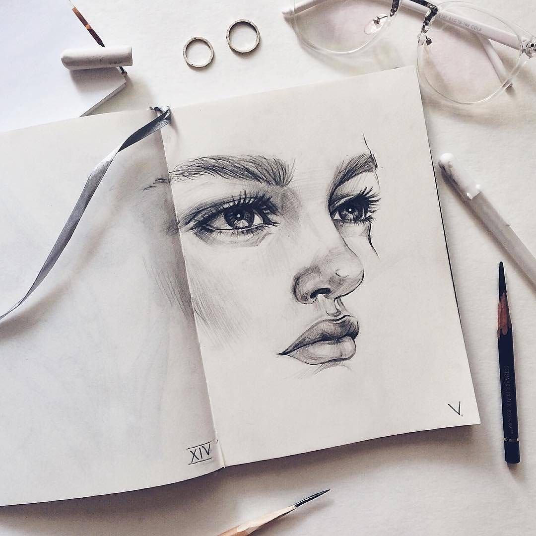 Красивые лица в скетчбук