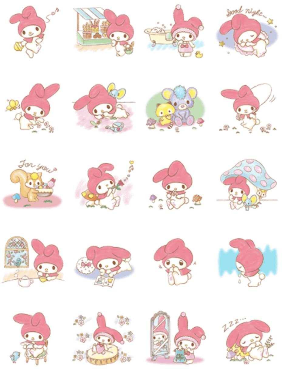 Хэллоу Китти курами и Мелоди наклейки